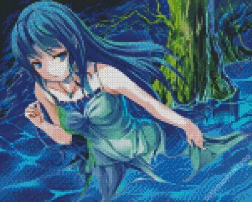 Anime Girl Walking In Water Diamond Painting