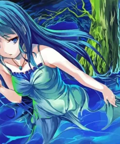 Anime Girl Walking In Water Diamond Painting