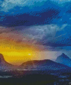 Glass House Mountains Sunset Diamond Painting