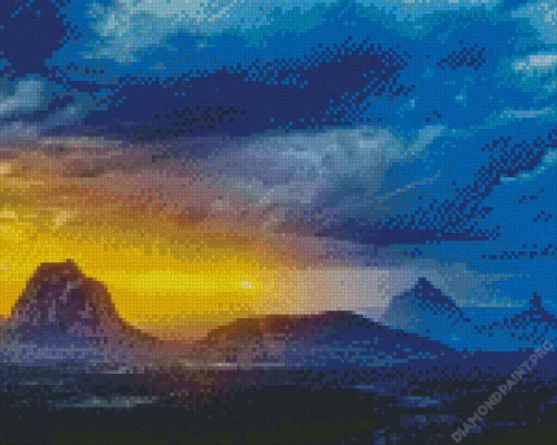 Glass House Mountains Sunset Diamond Painting