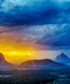 Glass House Mountains Sunset Diamond Painting