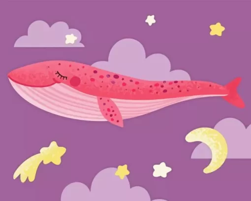 Pink Whale Diamond Painting