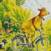 Farmer Cow On Bike Diamond Painting