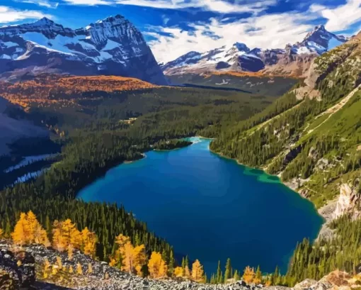 Lake Ohara In Yoho National Park Diamond Painting