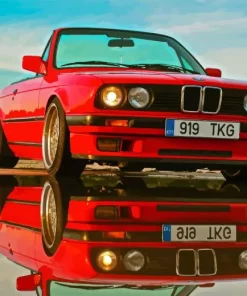 Red Bmw E30 Car Reflection Diamond Painting