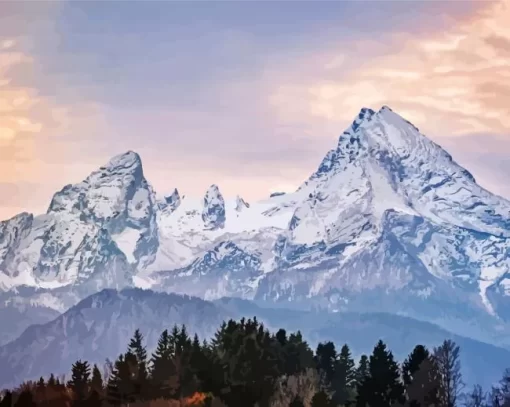 Snowy Watzmann Mountain Diamond Painting