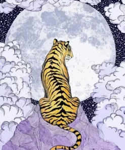 Tiger Back With Moon Art Diamond Painting