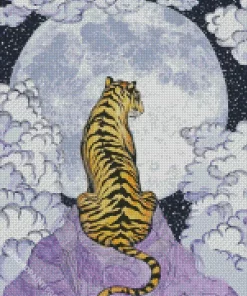 Tiger Back With Moon Art Diamond Painting