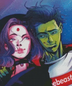 Beast Boy And Raven Art Diamond Painting