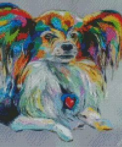 Colorful Papillon Dog Art Diamond Painting