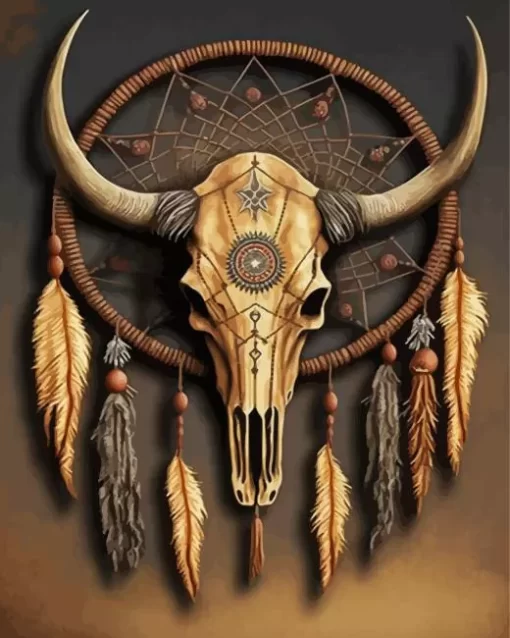 Dream Catcher Bison Skull Diamond Painting