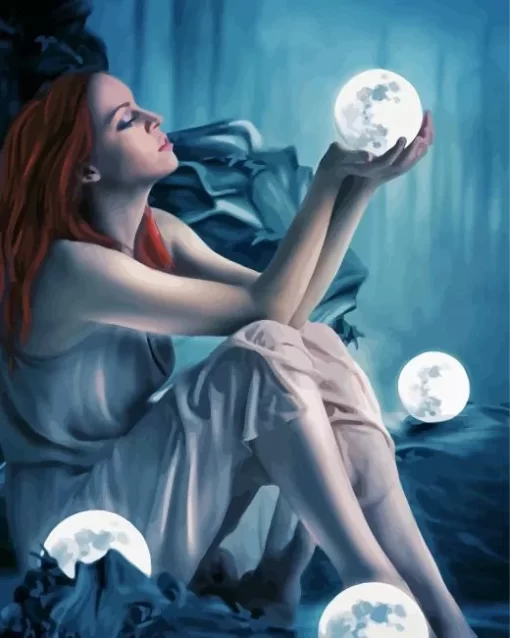 Girl And Moon Diamond Painting