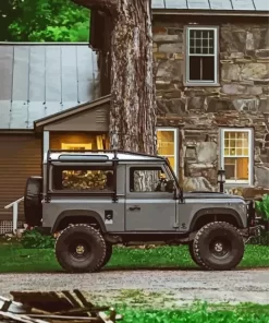 Grey Vintage Land Rover Car Diamond Painting