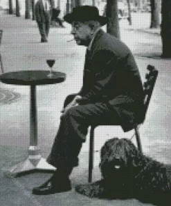 Jacques Prevert With His Dog Diamond Painting