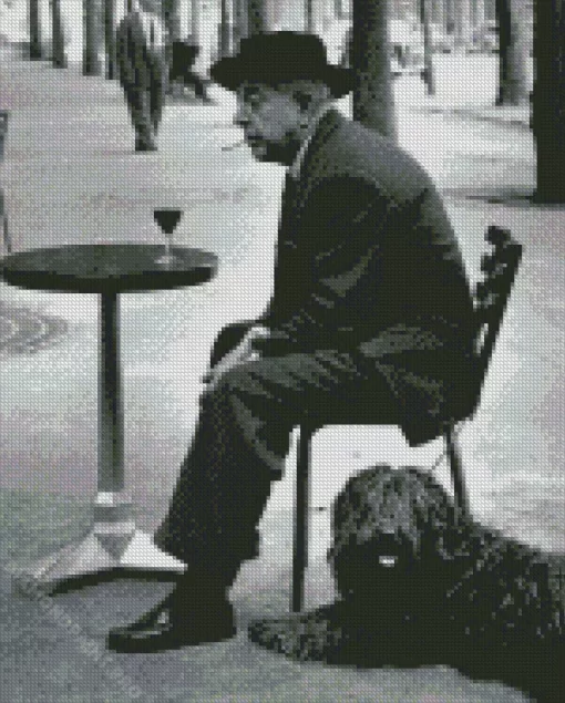 Jacques Prevert With His Dog Diamond Painting