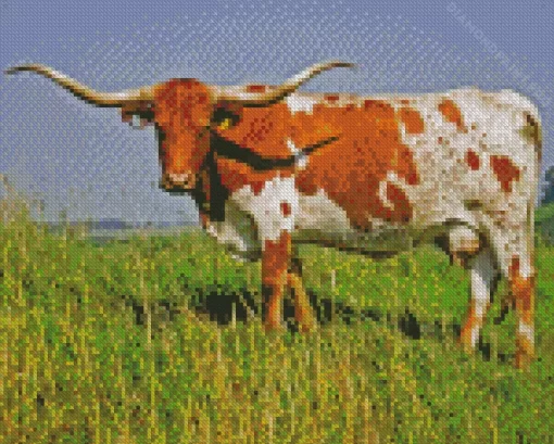 Long Horn Bull Diamond Painting