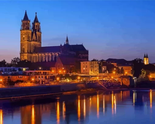 Magdeburg By Night Diamond Painting