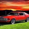 Red 1970 Ford Mustang Diamond Painting