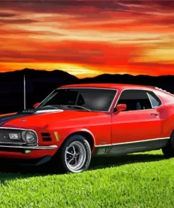 Red 1970 Ford Mustang Diamond Painting