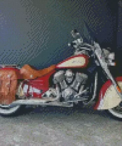 Red And Beige Indian Chief Bike Diamond Painting