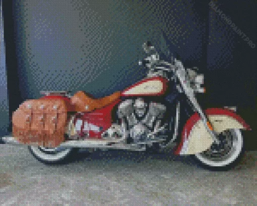 Red And Beige Indian Chief Bike Diamond Painting