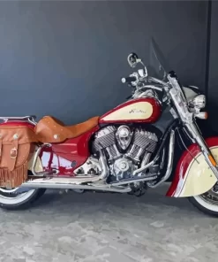 Red And Beige Indian Chief Bike Diamond Painting