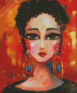 Woman With Large Earrings Diamond Painting