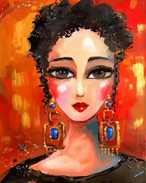 Woman With Large Earrings Diamond Painting