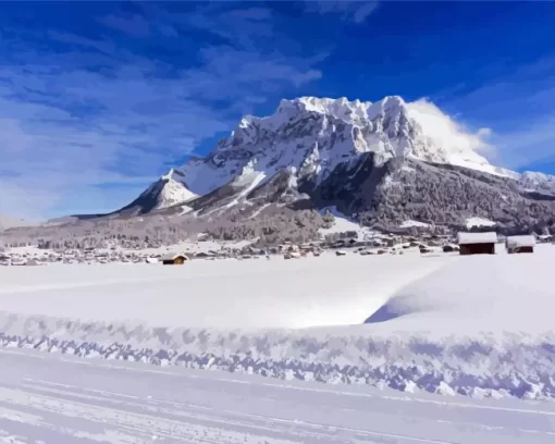 Zugspitze Snowy Mountain Diamond Painting