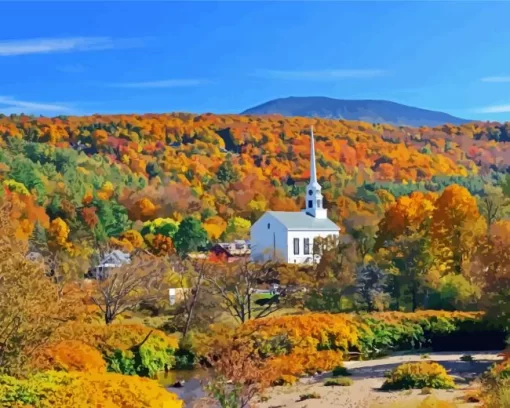 Fall Colors In Stowe Vermont Diamond Painting