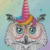 Bird Owl With Unicorn Horn Diamond Painting