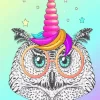 Bird Owl With Unicorn Horn Diamond Painting