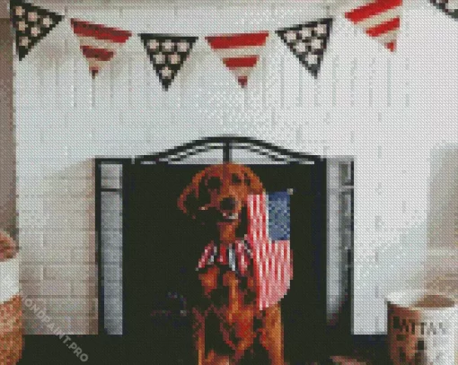 Cocker Spaniel Dog And Flag Diamond Painting