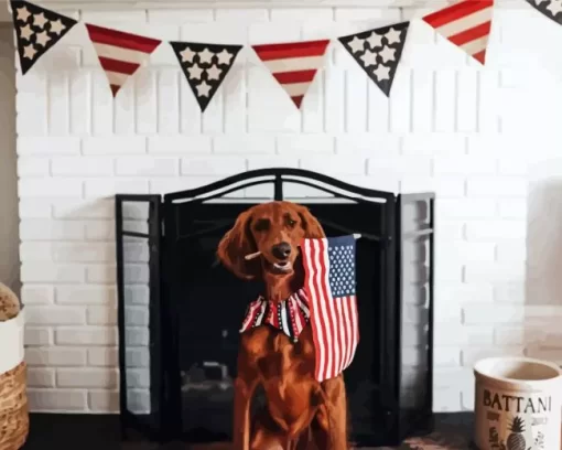 Cocker Spaniel Dog And Flag Diamond Painting