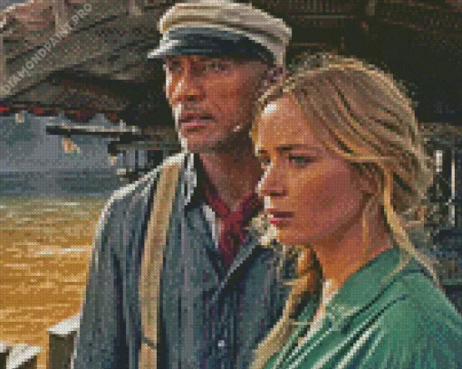 Emily Blunt And Dwayne Johnson Diamond Painting