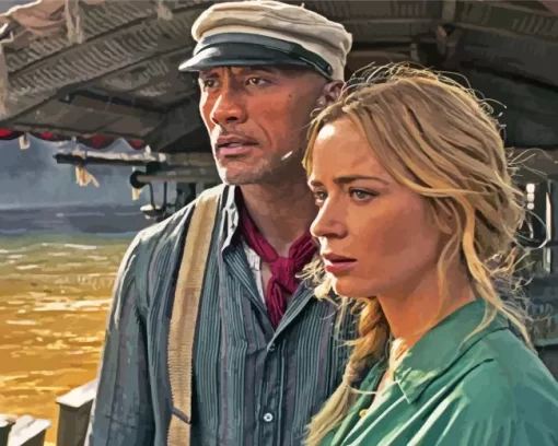 Emily Blunt And Dwayne Johnson Diamond Painting