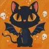 Halloween Cat With Bat Wings Diamond Painting