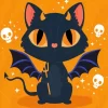 Halloween Cat With Bat Wings Diamond Painting