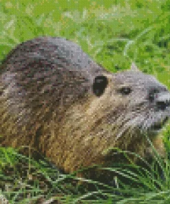 Nutria In Grass Diamond Painting