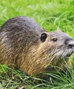 Nutria In Grass Diamond Painting