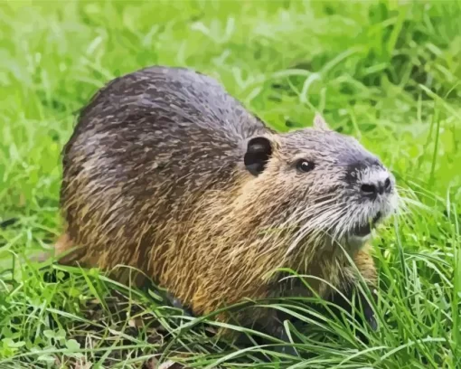 Nutria In Grass Diamond Painting