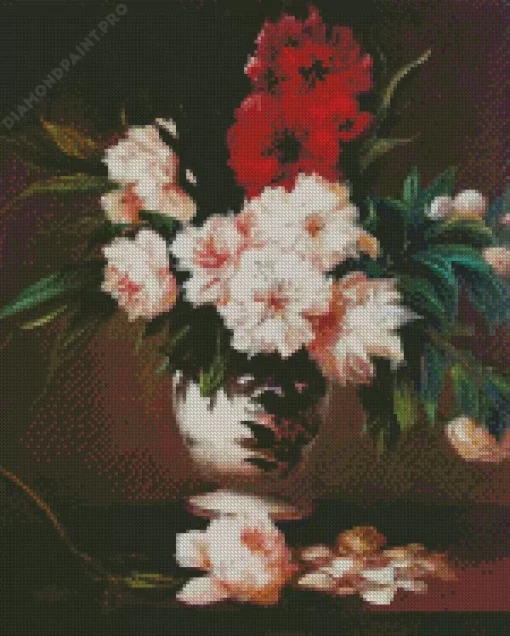 Peonies In Vase Diamond Painting