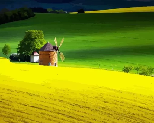 Windmill In Southern Moravia Czech Diamond Painting